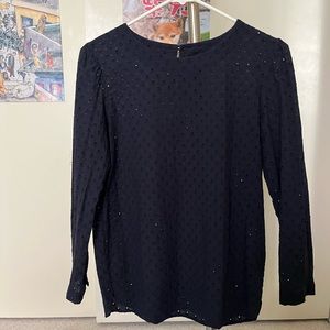 APC Navy Eyelet Blouse